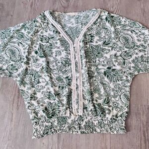 Elegant Green Floral Blouse